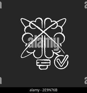 Creative problem solving chalk white icons set on black background Stock Vector