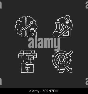 Creative thinking chalk white icon on black background Stock Vector