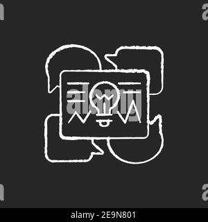 Communicating ideas chalk white icons set on black background. Stock Vector