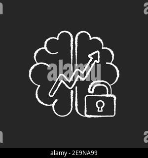 Growth mindset chalk white icons set on black background Stock Vector