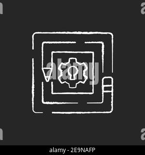 Taking on challenges chalk white icons set on black background Stock Vector