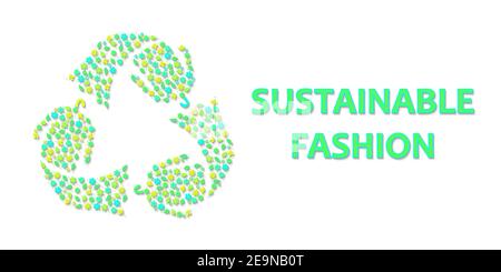 Sustainable fashion icon with flowers and leaf motif on white ...