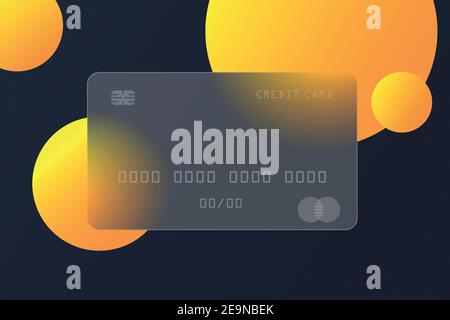 Vector drawing. Glass bank card. Glass morphism. Stock Vector