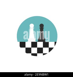 Vector illustration of two pawns on a chessboard Stock Vector