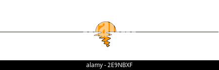 continuous line solar ocean in one line. Sunrise, sunset. vector illustration on white background Stock Vector
