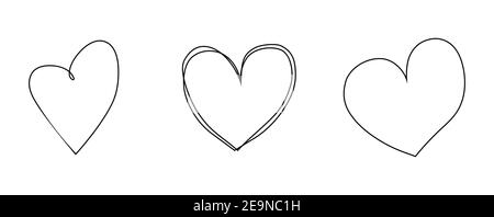 Hand drawn hearts set. Handdrawn rough heart marker isolated on white background. Vector illustration. Stock Vector