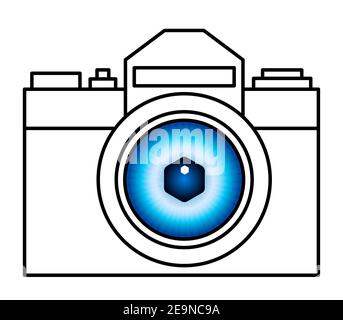 Illustration of the concept photographic camera with eye lens Stock Vector