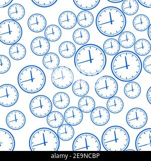 Seamless pattern of the abstract clock faces Stock Vector