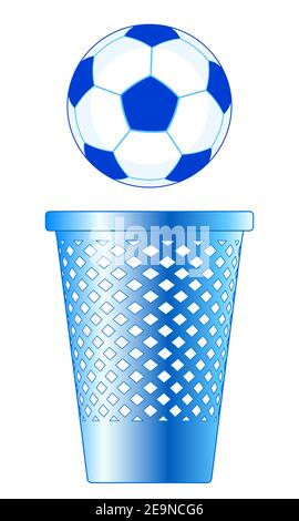 Illustration of the soccer ball and recycle bin Stock Vector