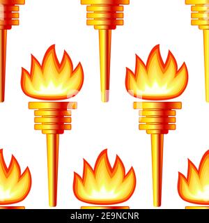 Seamless pattern of the abstract gold torch Stock Vector