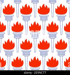 Seamless pattern of the abstract contour torch icons Stock Vector