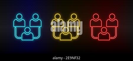 Neon icon set avatars, users, contact. Set of red, blue, yellow neon vector icon Stock Vector