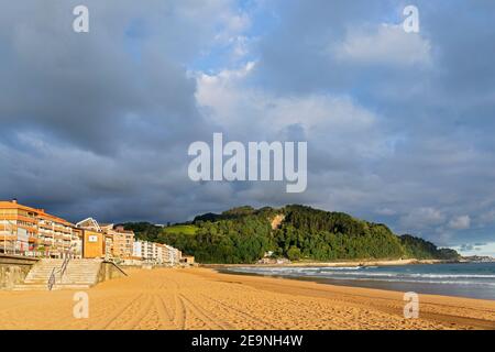 Europe, Spain, Gipuzkoa, Zarautz Beach Stock Photo