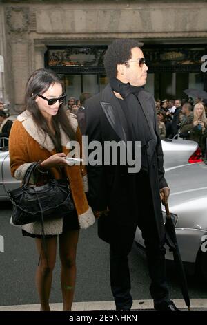 US singer Lenny Kravitz and his daughter Zoe arrive at Jean-Paul ...