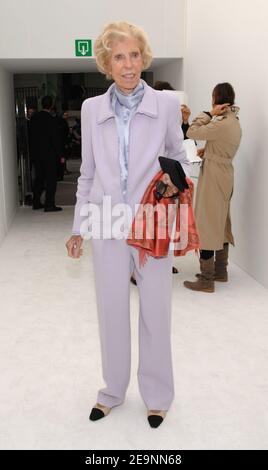 Former First Lady Claude Pompidou attends the presentation of the Chanel Spring-Summer 2007 Ready-to-Wear collection in the Grand Palais in Paris, France on October 6, 2006. Photo by Khayat-Nebinger-Orban-Tamallah/ABACAPRESS.COM Stock Photo