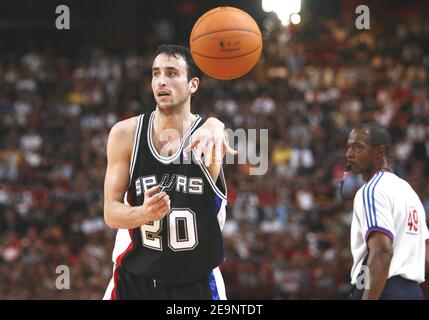 San Antonio Spurs' Manu Ginobili during an exhibition match at the Bercy Stadium in Paris, France on October 8, 2006. San Antonio Spurs is in Paris as part of NBA Europe Live tour, a promotional event which brought four NBA teams, the Suns, the Philadelphia 76ers, the Los Angeles Clippers and the San Antonio Spurs to Europe. Spurs won 97-84. Photo by Christian Liewig/ABACAPRESS.COM Stock Photo
