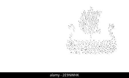 3d rendering of nails in shape of symbol of old Viking boat from profile with shadows isolated on white background Stock Photo