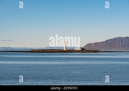 Grotta Island Lighthouse in Reykjavik, Iceland Stock Photo - Alamy