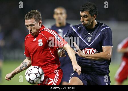 Liverpool's Craig Bellamy controls the ball during the UEFA Champions League, Group C, Girondins de Bordeaux vs Liverpool FC at the Stade Chaban-Delmas in Bordeaux, France on October 18, 2006. Liverpool won 1-0. Photo by Christian Liewig/ABACAPRESS.COM Stock Photo
