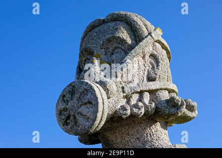 Europe, Spain, Galicia, Porto do Son, Statue of the Apostle Santiago by Juan Cabeza, in memory of the MV Prestige oil tanker disaster in 2002 Stock Photo