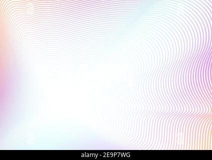Pastel striped background. Colored squiggle thin curves. Turquoise, purple, orange gradient. Line art pattern, flash. Vector abstract frame. EPS10 Stock Vector