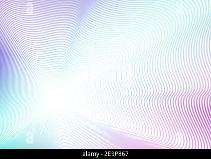 Waving deformed background. Turquoise, purple, violet, white gradient. Futuristic line art pattern, flash design. Vector abstract concept. EPS10 Stock Vector