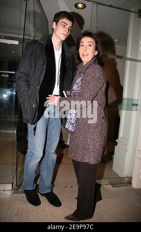 EXCLUSIVE. French writer Carole Amiel, widow of actor Yves Montand and her son Valentin arrive at the Pavillon Gabriel for the the taping of Michel Drucker's talk show 'Vivement Dimanche' in Paris, France, on November 15, 2006. Photo by Denis Guignebourg/ABACAPRESS.COM Stock Photo