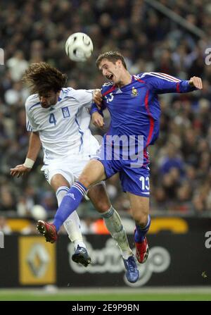 France's Francois Clerc challenges Greece's Georgios Samaras during International Friendly match, France vs Greece at the Stade de France, in Paris, France on November 15, 2006. France won 1-0. Photo by Gouhier-Taamallah/Cameleon/ABACAPRESS.COM Stock Photo