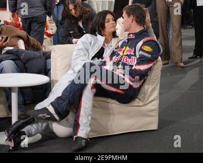 Scottish F1 driver David Coulthard and his wife Karen Minier chat in the pilots lounge during the 'Race of Champions' held at the Stade de France in Saint-Denis, near Paris, France on December 16, 2006. Photo by Nicolas Khayat/Cameleon/ABACAPRESS.COM Stock Photo