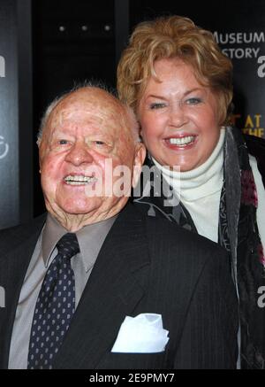 Actor Mickey Rooney and wife Jan Rooney arrive at the world premiere of Night at the Museum and offiofficial launch of the Natural History Museum's sleepover program held at the museum in New York City, NY, USA on Sunday, December 17, 2006. Photo by Gregorio Binuya/ABACAPRESS.COM Stock Photo