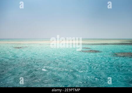 Beautiful cruise places in the red sea Coral reef White sand Island. Ras Mohamed National Park Snorkeling Boat Trip. Traveling destinations Red Sea Si Stock Photo