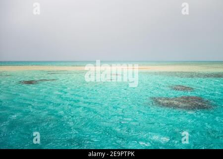 Beautiful places in the Red Sea, Sinai Peninsula. Coral reef the White Island. Ras Mohamed National Park Snorkeling Boat Trip. Traveling destinations Stock Photo