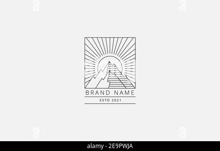 Modern Rock Mountain Vintage Logo Emblem Vector Template for label fashion, outdoor, adventure brand Stock Vector