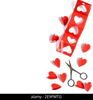 Red paper hearts. Valentine card concept. Square image Stock Photo