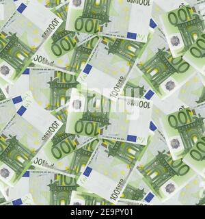 One hundred Euro notes background. Money seamless pattern. Stock Photo