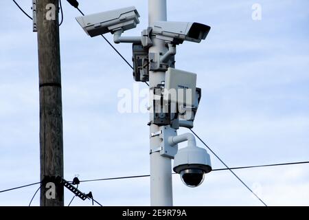 Le Rove, France. 2nd Feb, 2021. Surveillance cameras in Le Rove, France.More and more French municipalities are using surveillance cameras to monitor motorists. Credit: Gerard Bottino/SOPA Images/ZUMA Wire/Alamy Live News Stock Photo