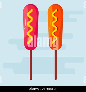 corn dog food vector illustration in flat style Stock Vector