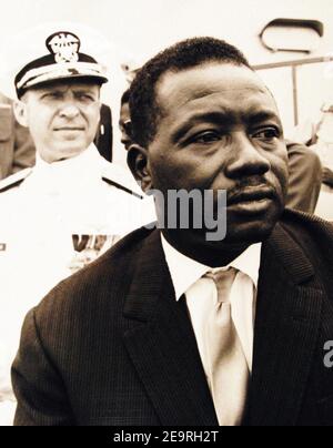 Mr. Emile Radiene, Cabinet member from Dakar, Senegal, and Rear Admiral Bernard M. Strean, Commander of the Task Force. Stock Photo