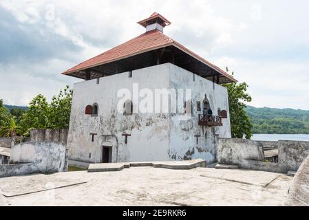 Ambon City, Kota Ambon, Pasar Merdika, Ambon Bay, Fort Amsterdam, Celebes, Banda Sea, Indonesia Stock Photo