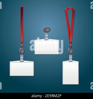 Lanyard, retractor and badge templates. Stock Vector