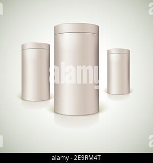 Set of round tins, packaging. Stock Vector