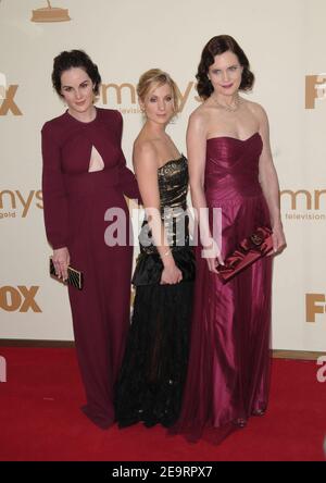 Michelle  Dockery, Elizabeth McGovern, Joanne Froggatt at the 2011 Primetime Emmy Awards at the Nokia Theatre L.A. Live in downtown Los Angeles Stock Photo