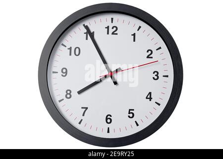Wall clock minimal round modern style on white background isolated with clipping path Stock Photo
