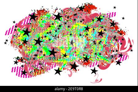 Beautiful abstract spot graffiti vector illustration isolated layers on white background. Stock Vector