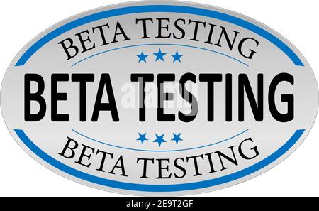beta testing blue 3d realistic square isolated button Stock Vector