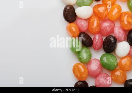 Round colorful candies background macro close up view Stock Photo