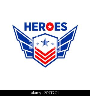super patriotic heroes logo vector design people who protect people concept inspiration Stock Vector