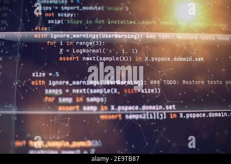 Mobile app developer. Innovative startup project. Website programming code. IT business. Stock Photo