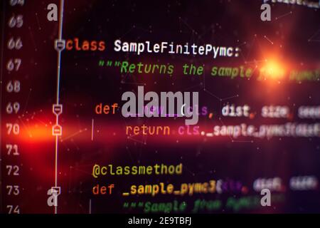 Website HTML Code on the Laptop Display Closeup Photo. Information technology website coding standards for web design Programmer developer screen. Stock Photo