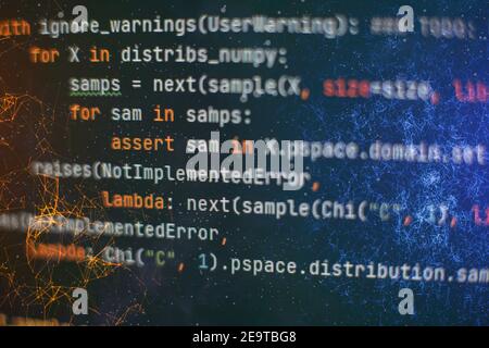 Server logs analysis. Closeup developing programming and coding technologies. Developer working on web sites codes in office. Stock Photo